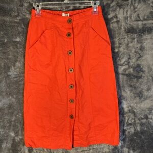 Universal Thread Vibrant Scarlet Red / Orange Button-Down Skirt